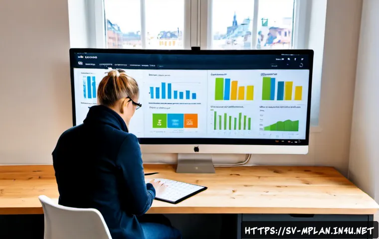 Home 17 미디어 플래너와 AI 활용 사례 - Photorealistic media planner in a bright Stockholm office, reviewing AI-assisted audience insights o...