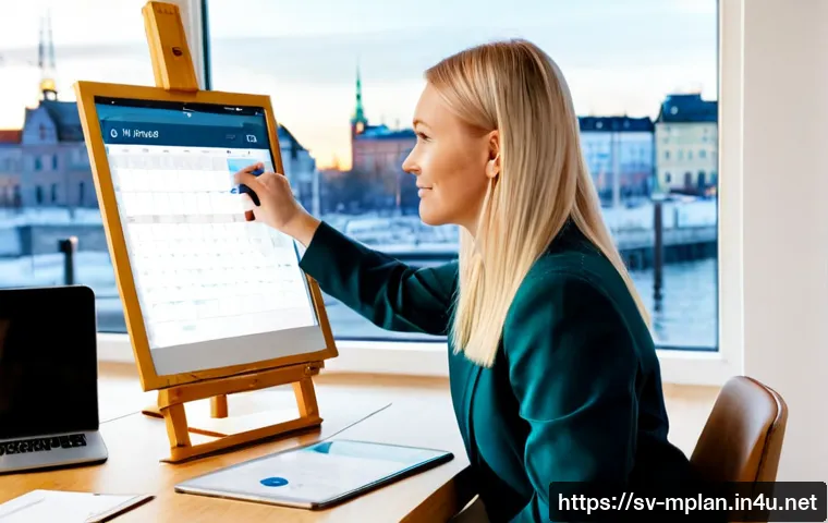 Home 17 미디어 플래너와 인플루언서 마케팅 연계 - Photorealistic Scandinavian marketing professional in a bright Stockholm-style coworking office, rev...